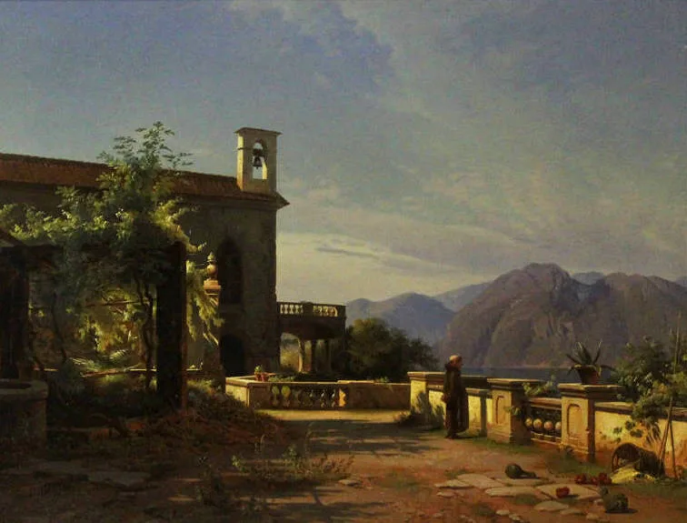 Академик живописи Роде Фредерик (1816-1886) — «Италия. На террасе монастыря»