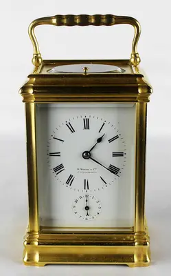 Старинные каретные часы с репетиром и будильником. 1900г