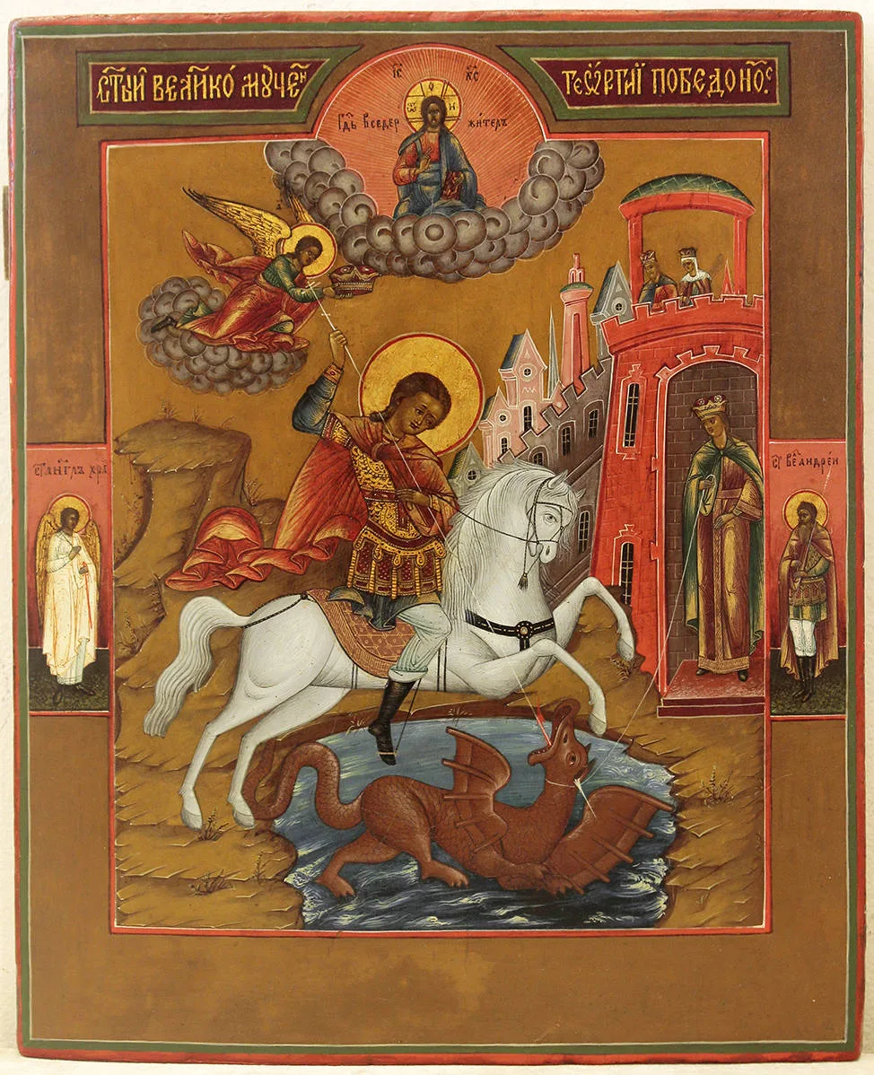 Старинная икона «Святой великомученик Георгий Победоносец»