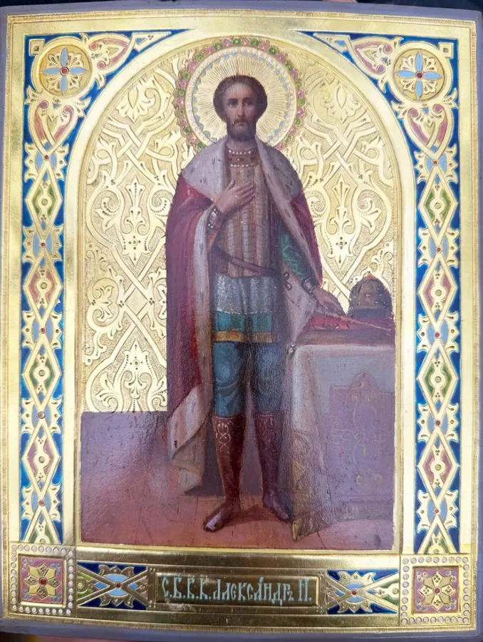 Старинная икона «Святой князь Александр Невский»