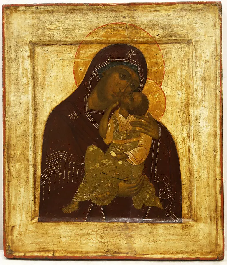 Крайне редкая старинная икона «Богоматерь Яхромская»