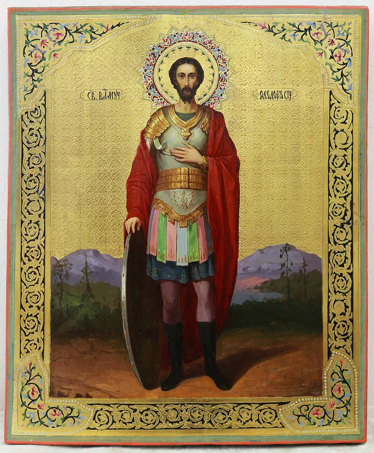 Старинная икона «Фёдор Стратилат»