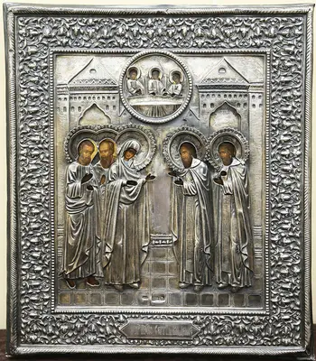 Старинная икона «Видение Сергия Радонежского» в окладе