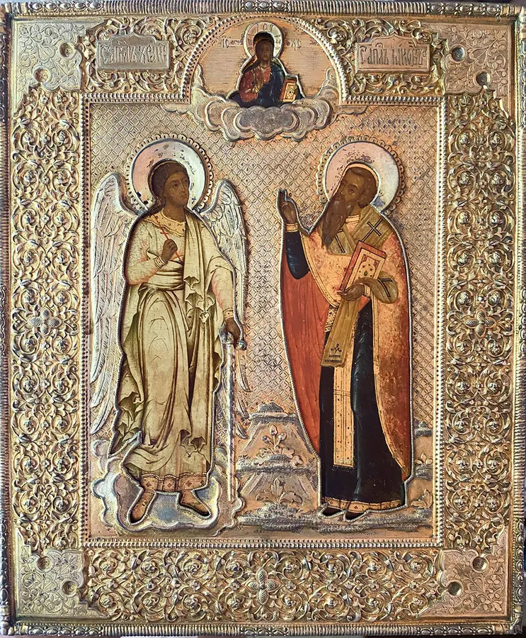 Старинная икона «Апостол Иаков и Ангел Хранитель»