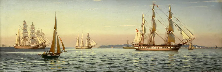 Sailing Vessels at Sea near Hornbæk
