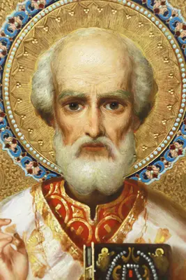Старинная икона «Николай Чудотворец на золотом фоне с росписью под эмаль» — фото 2
